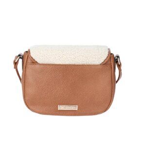 Jessica Simpson Woman Jessie Cognac & Faux Shearling Crossbody Handbag New w/Tag